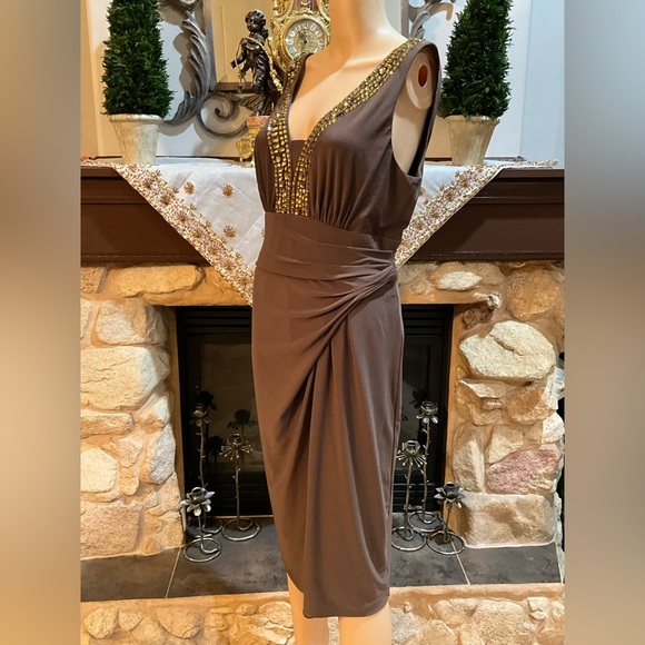 Anne Klein sleeveless embellished ruched dress 12 - Picture 3 of 12